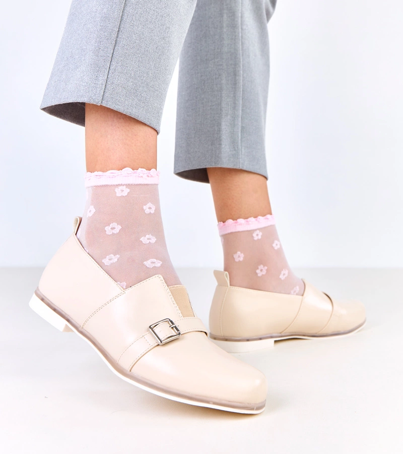 Beżowe półbuty damskie ze skórzana wkładką Klensi