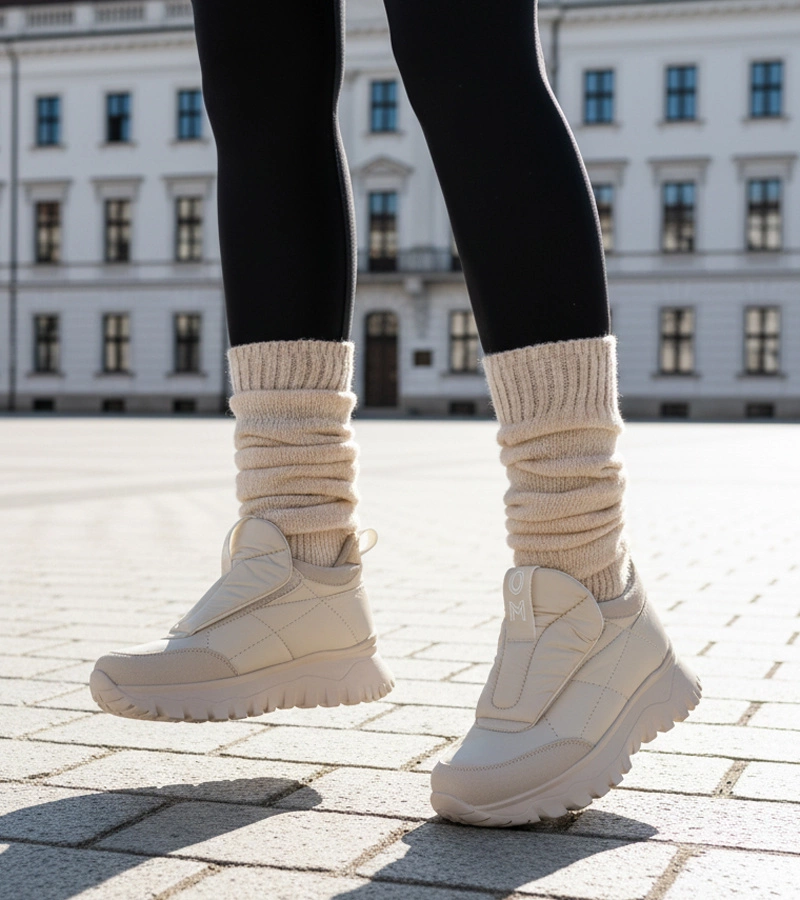 Szare śniegowce damskie zapinane na rzep Penny