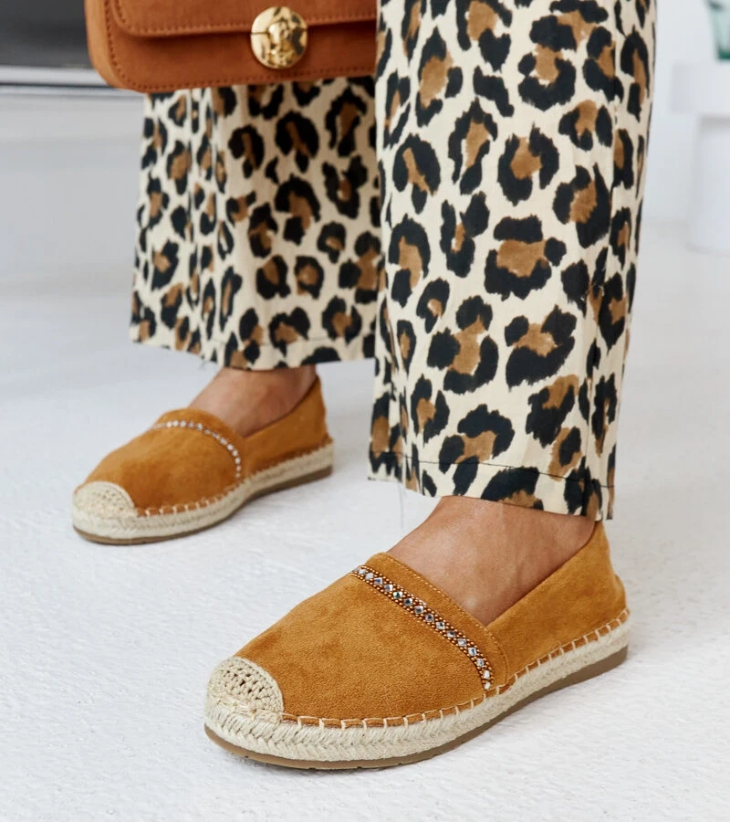 Brązowe espadryle z cyrkoniami Abia