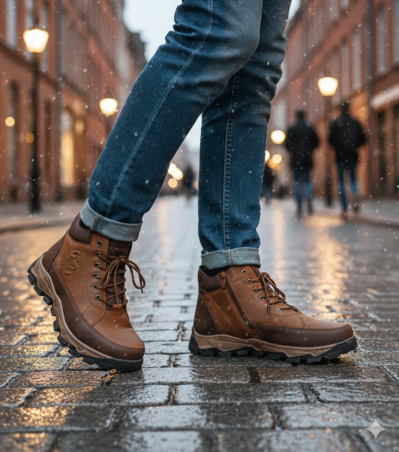 Brązowe trapery męskie ocieplane Elias