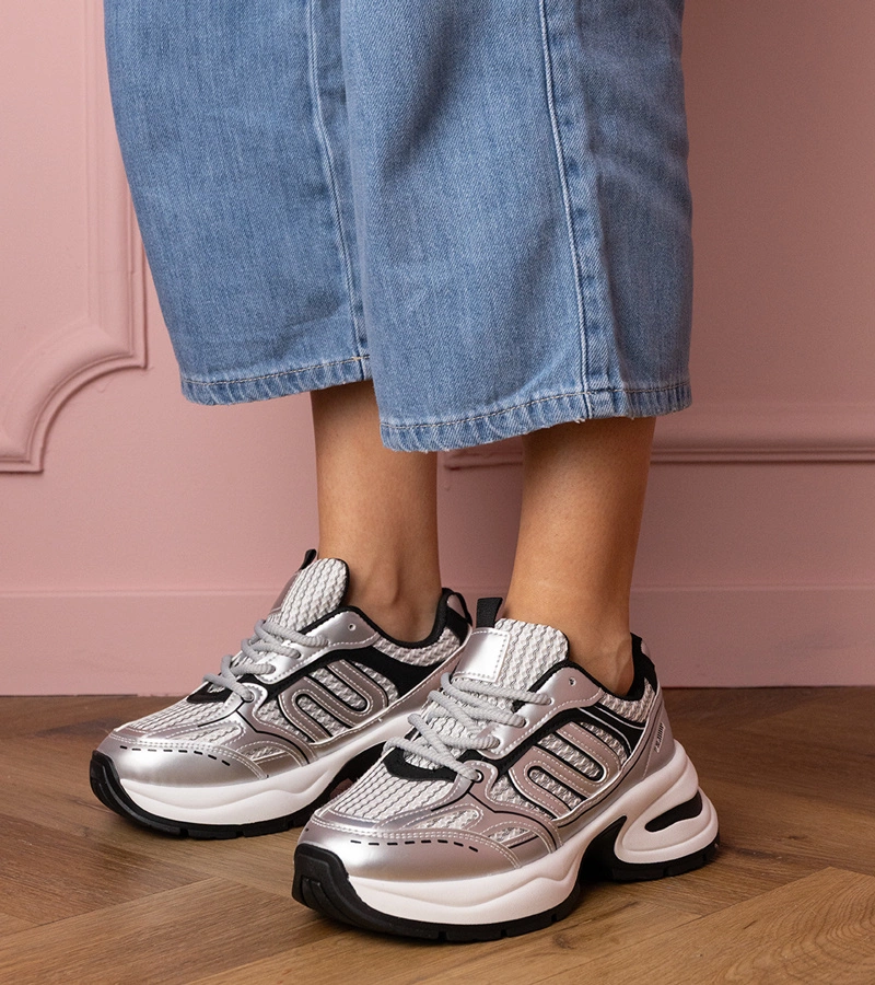 Srebrne sneakersy damskie sportowe Torens