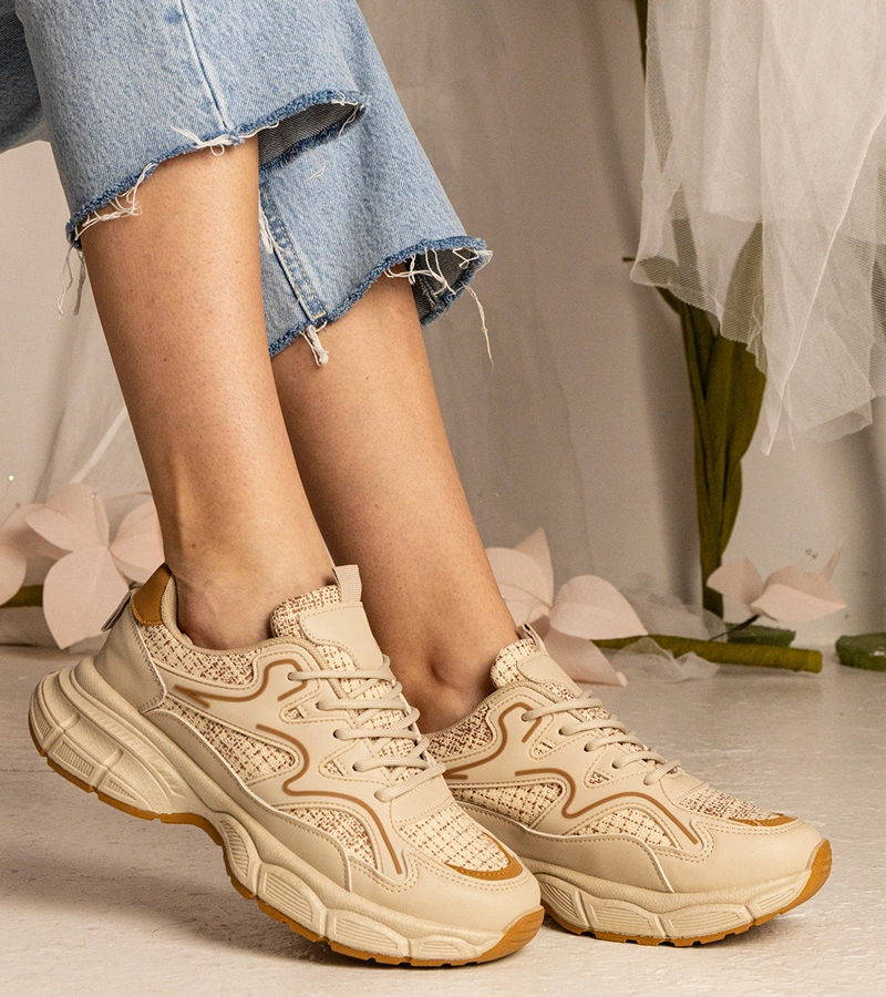 Beżowe sneakersy damskie sportowe Maurita