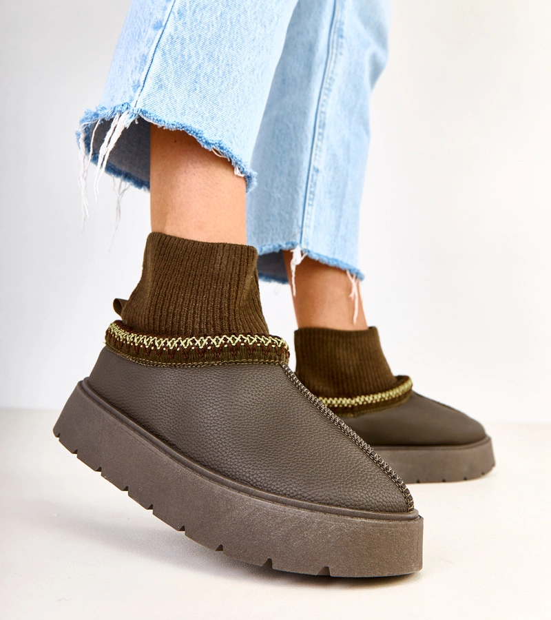 Zielone śniegowce ze skarpetkową cholewką Melary