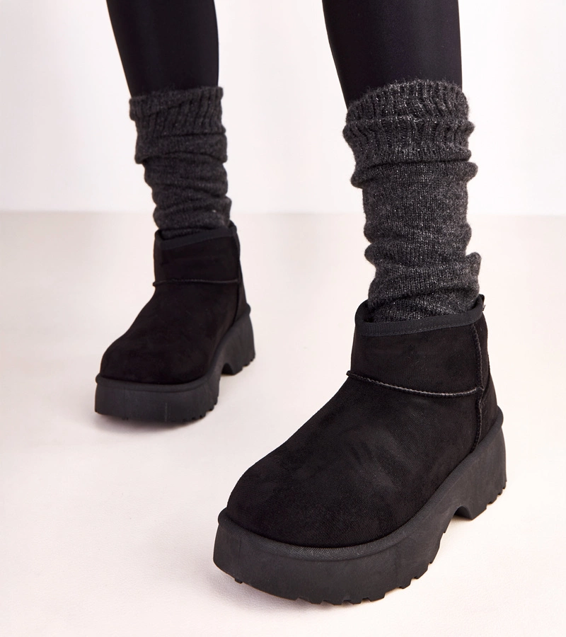 Czarne niskie śniegowce z ekozamszu Joshua