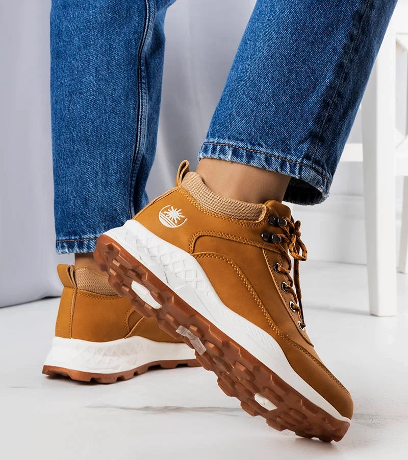 Brązowe ocieplane traperki damskie Durani