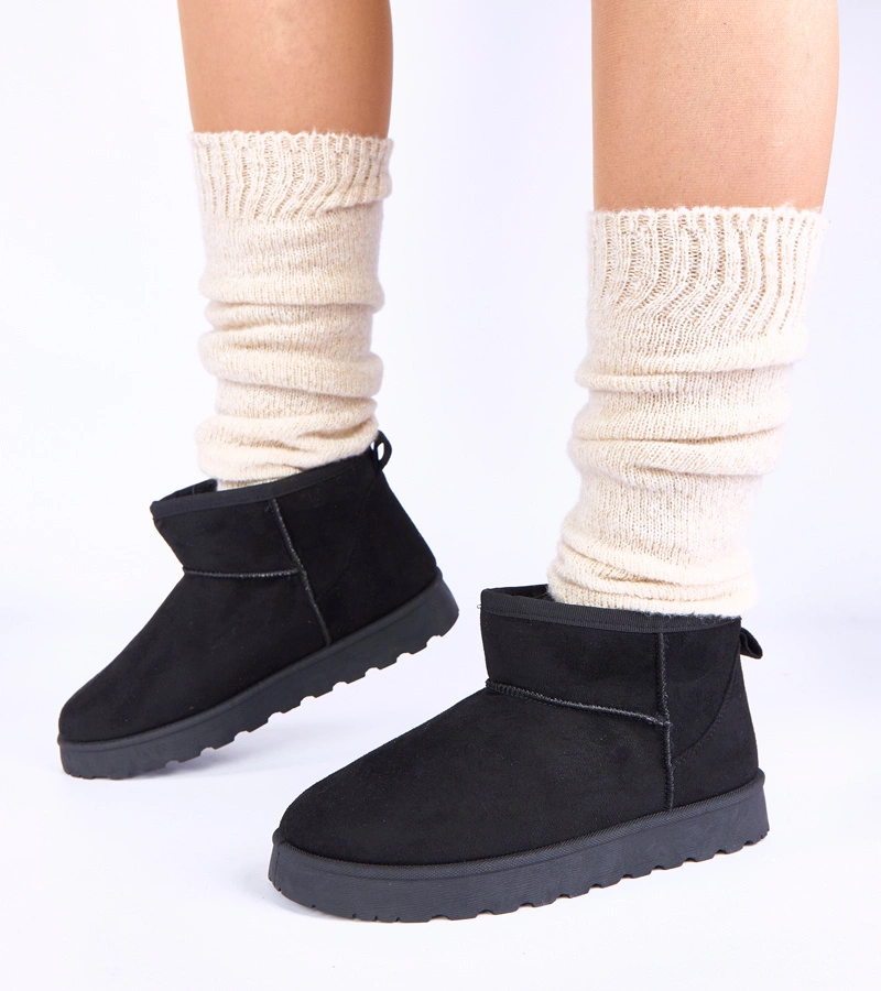 Czarne śniegowce ocieplane futerkiem Roelle