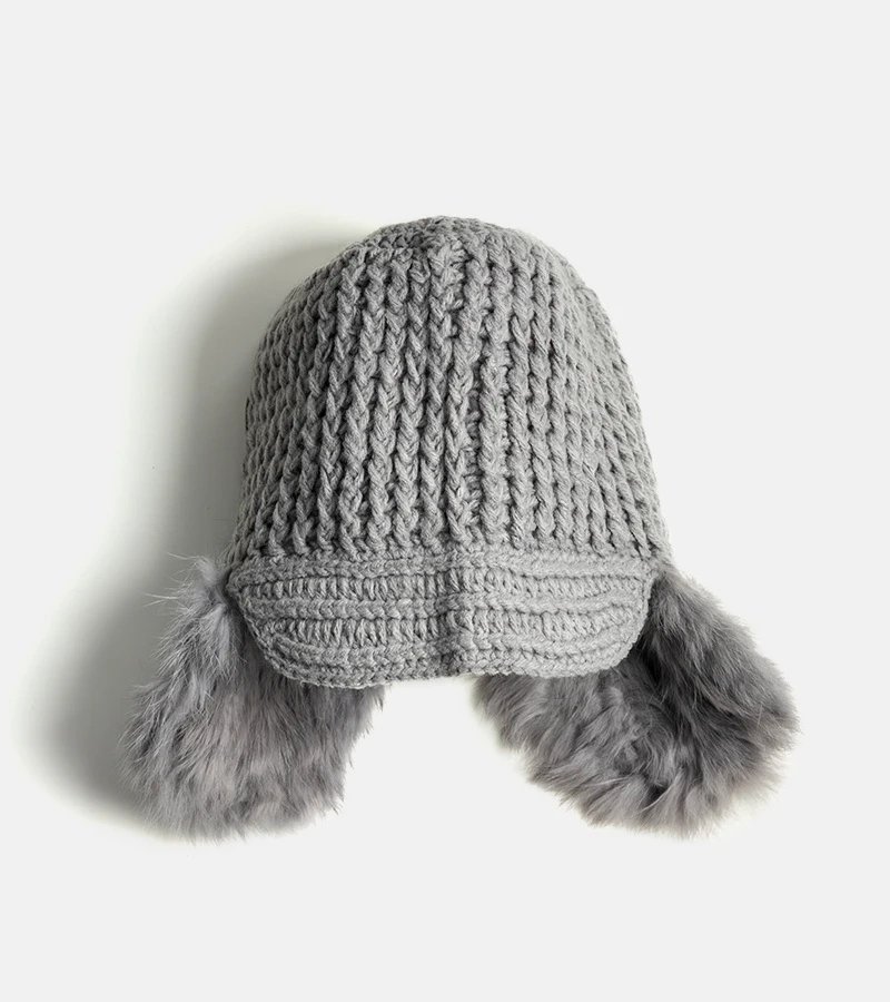 Szara czapka z nausznikami Zora