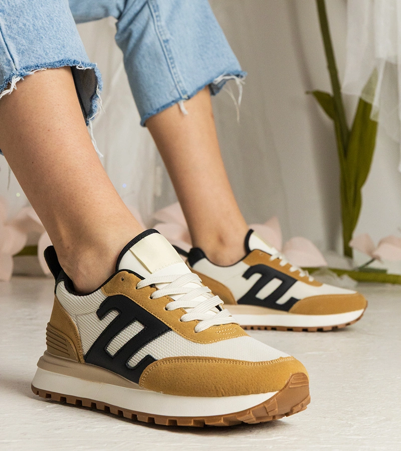 Brązowe sneakersy damskie sportowe Marena
