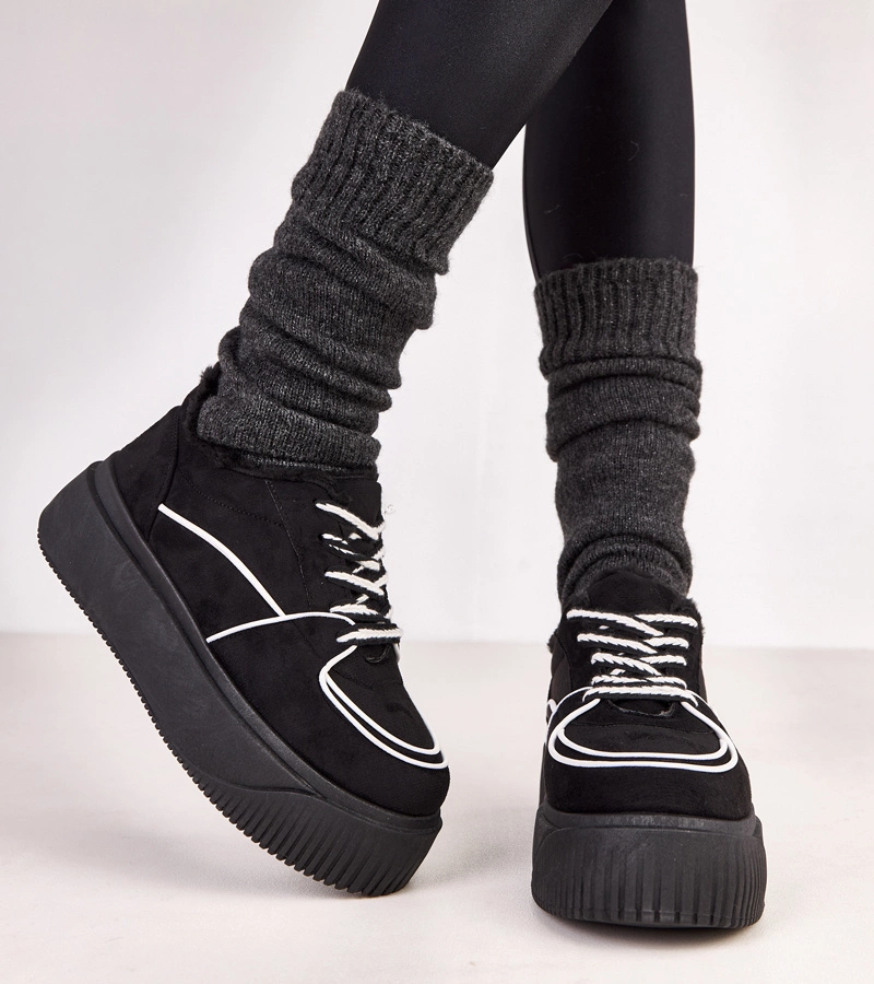 Czarne sneakersy ocieplane na platformie Vargas