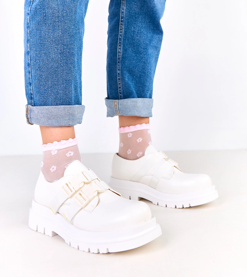 Białe damskie półbuty na platformie Prospero