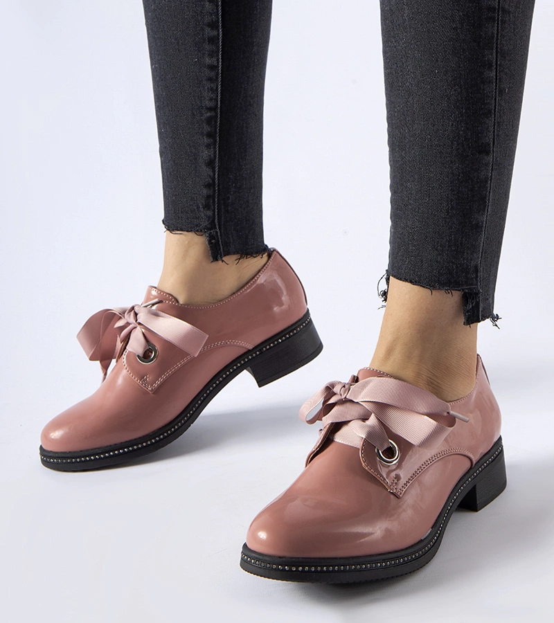 Różowe półbuty z cyrkoniami Povegliano