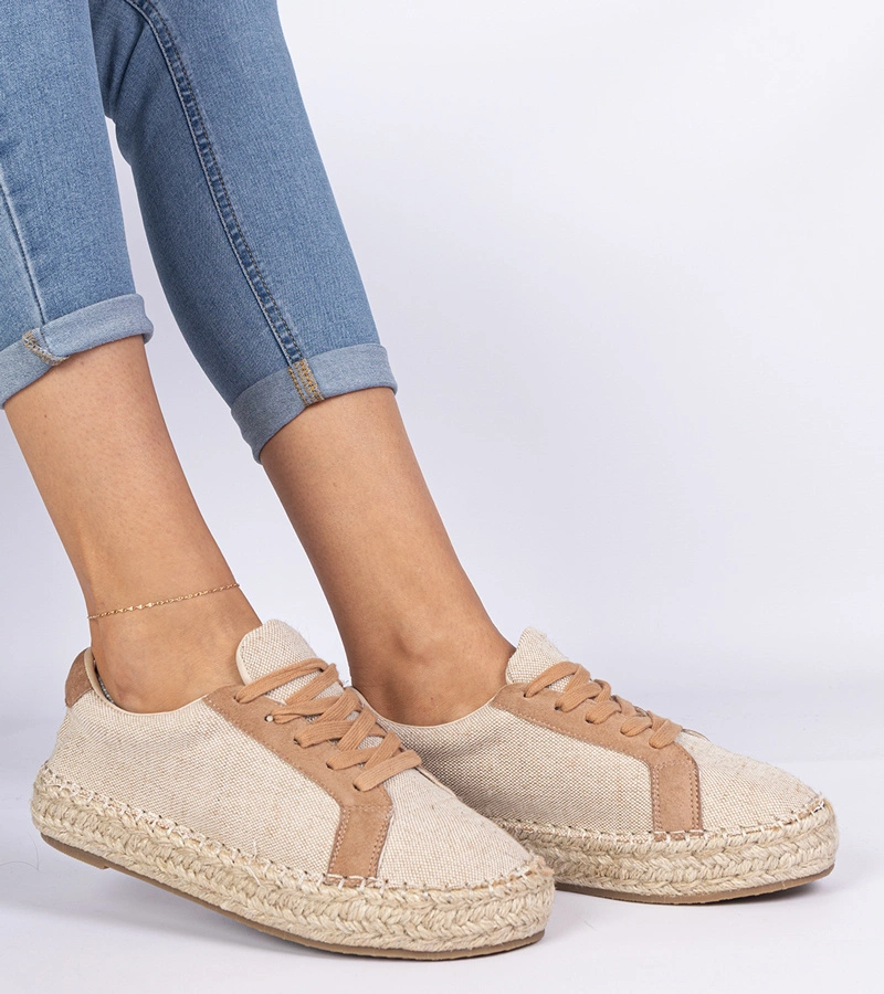 Brązowe damskie espadryle sznurowane Malsi