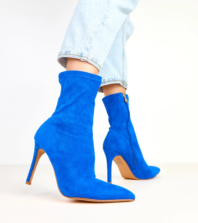 Niebieskie botki zamszowe na szpilce Tennille