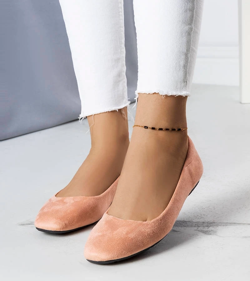 Różowe baleriny z eko-zamszu Jules