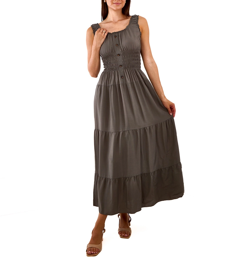 Ciemnozielona sukienka z marszczeniem Atiye