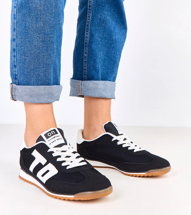 Czarne sneakersy sportowe z białymi elementami Ainslie