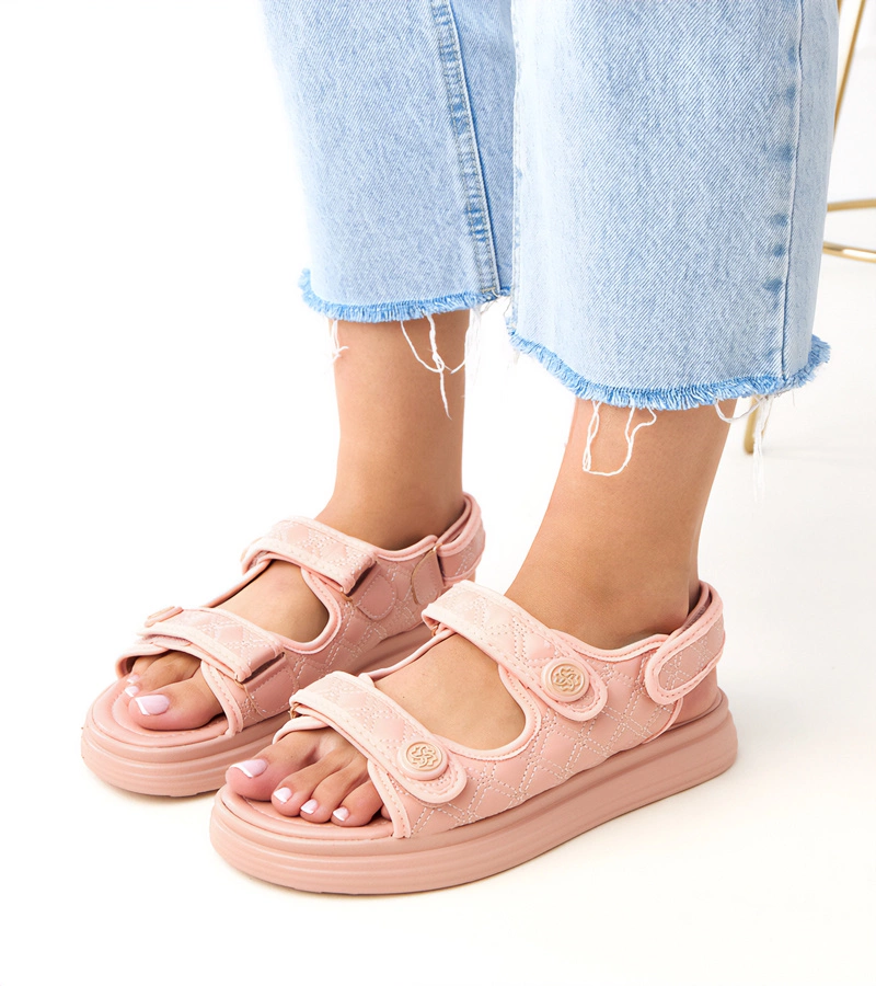 Różowe sandały z regulowanymi paskami Brodni