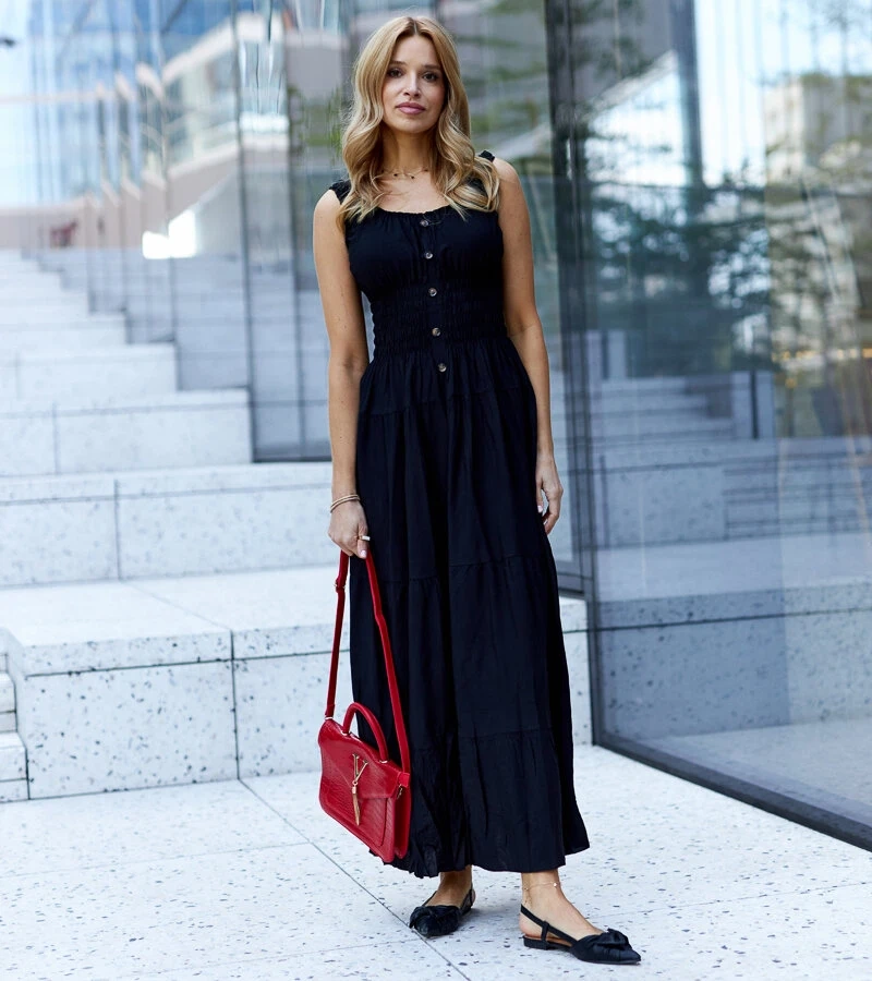 Czarna sukienka z marszczeniem Atiye