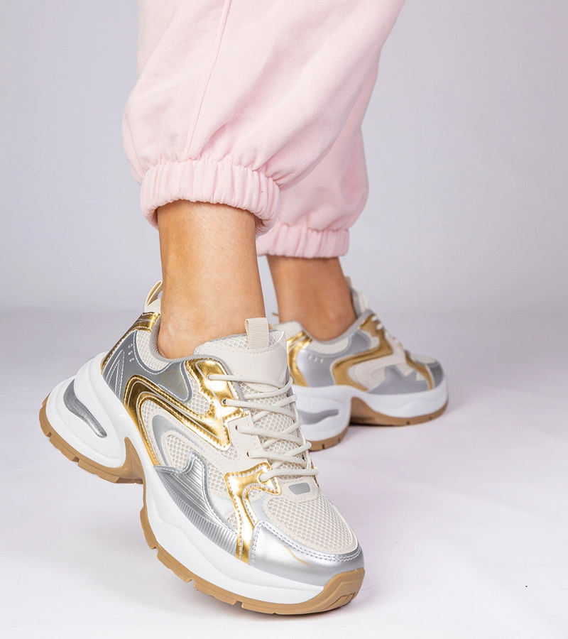 Złote sneakersy sportowe na grubej podeszwie Asetrina