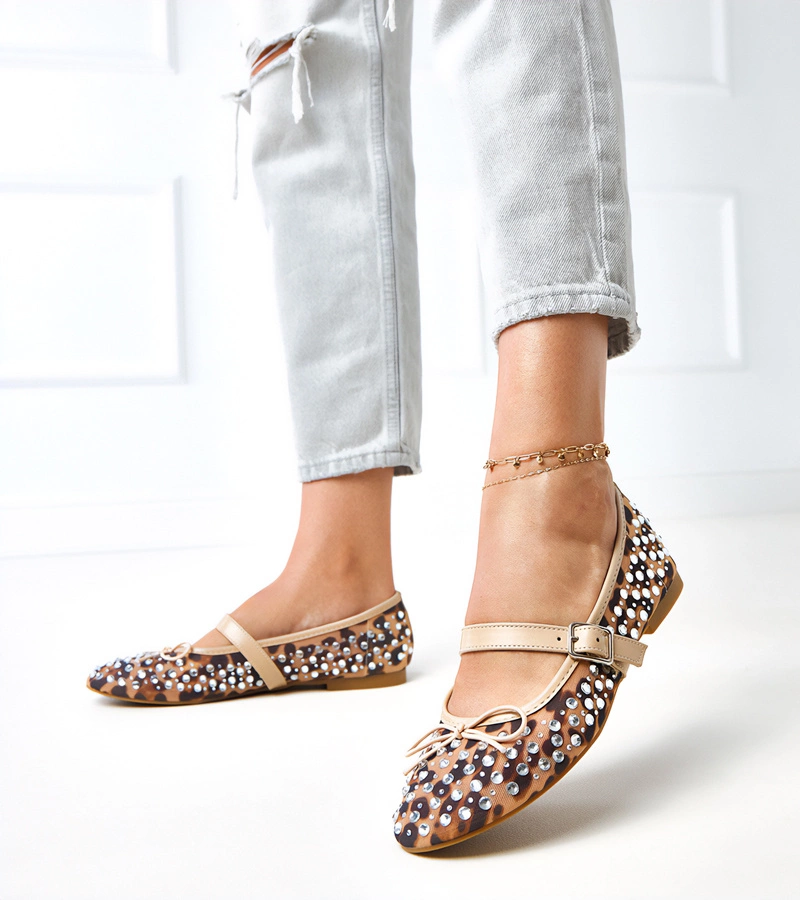 Panterkowe baleriny siateczkowe z kryształkami Elasida