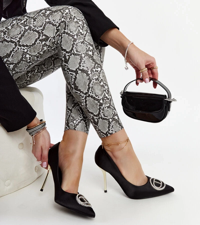 Czarne szpilki z cyrkoniami Elife