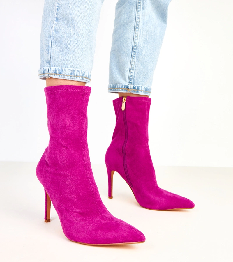 Fioletowe botki zamszowe na szpilce Tennille