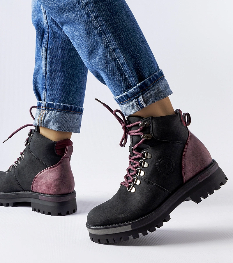 Czarno-bordowe trapery Big Star MM274318