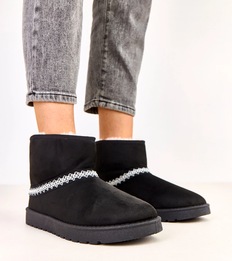 Czarne niskie śniegowce z ekozamszu Karolla