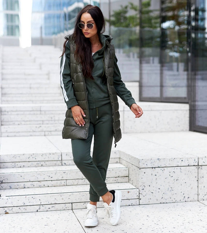 Damska długa ciemnozielona kamizelka Bovegno