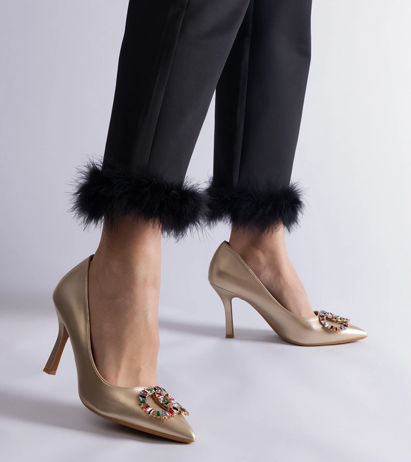 Złote szpilki zdobione kolorowymi cyrkoniami Callsa