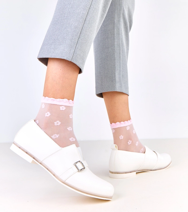 Białe półbuty damskie ze skórzana wkładką Klensi