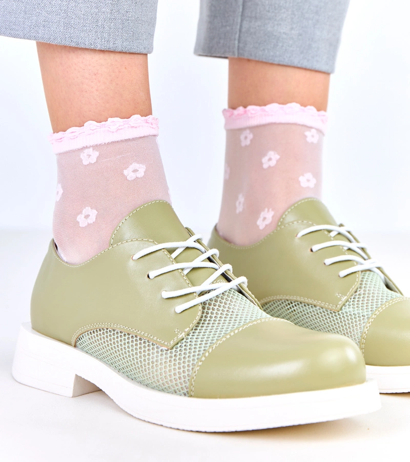 Zielone półbuty damskie z siateczką na cholewce Moris