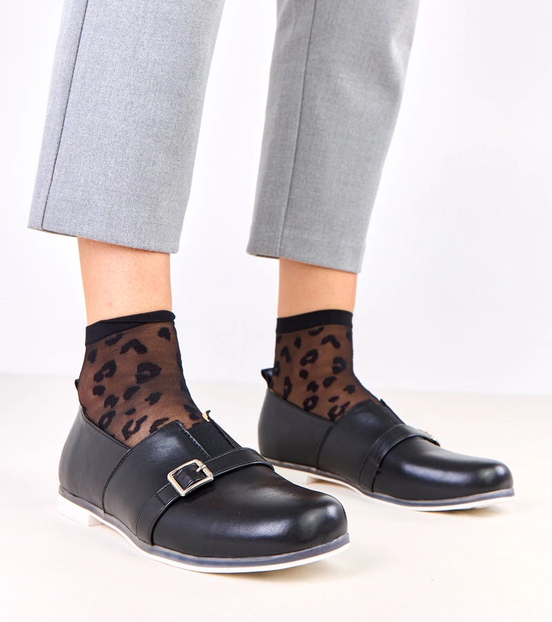 Czarne półbuty damskie ze skórzana wkładką Klensi