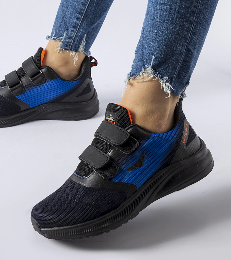 Czarno-niebieskie sneakersy na rzepy Marston