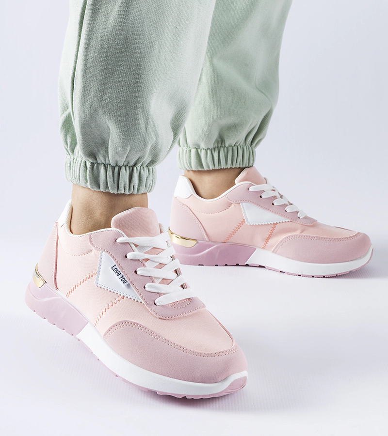 Różowe materiałowe sneakersy Geraldino