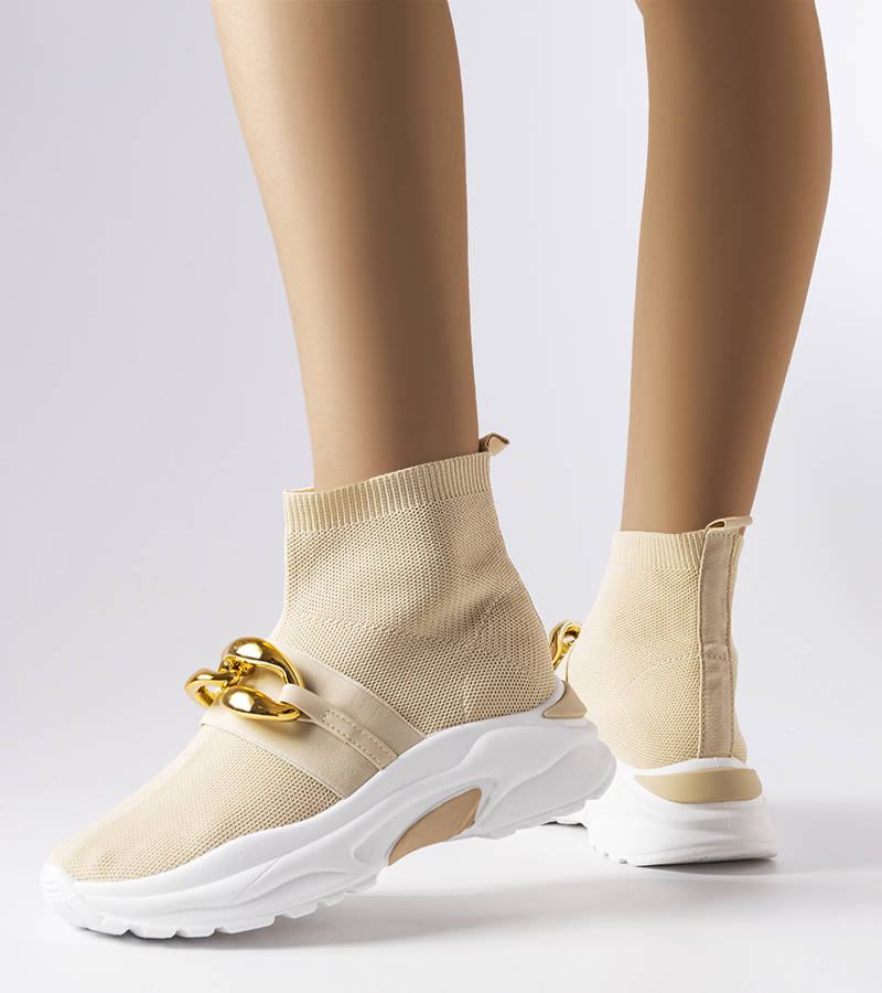 Beżowe sneakersy z łańcuchem Baptiste Obuwie Gemre online