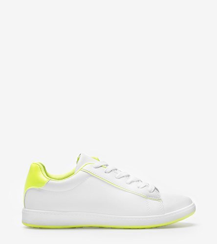 Białe tenisówki damskie Neon Yellow Carol