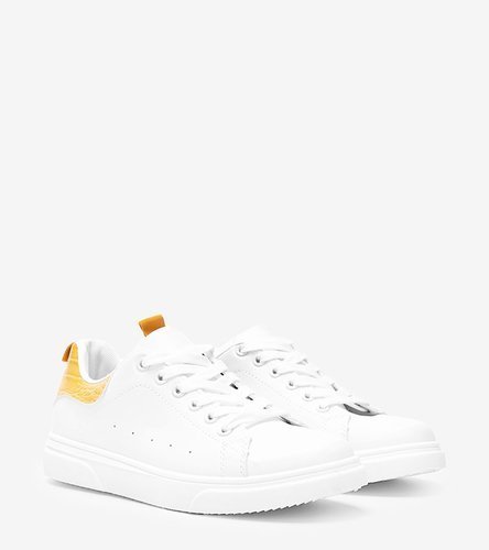 Biało żółte sneakersy na grubej podeszwie Influ