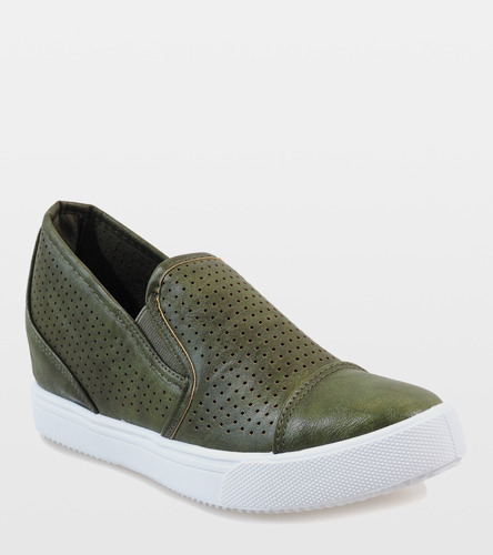 Zielone ażurowe sneakersy na koturnie TL097-3