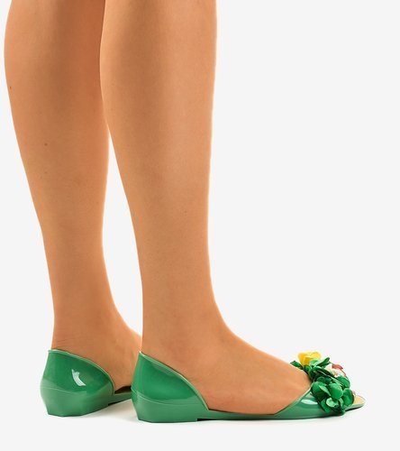 Zielone sandałki meliski z kwiatkami AE20