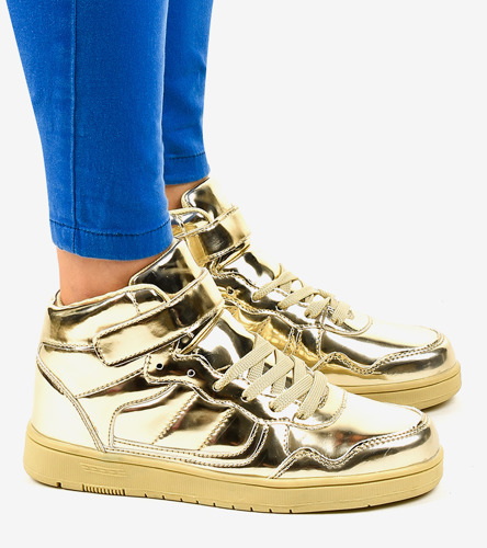 Złote Lakierowane Sneakersy XW7082