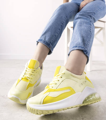 Żółte pastelowe sneakersy sportowe Marcon