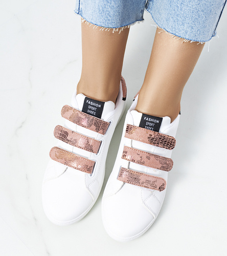 Biało różowe sneakersy damskie Diest